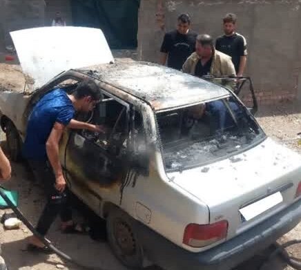 انفجار گوشی تلفن همراه، خودروی پراید را به آتش کشید